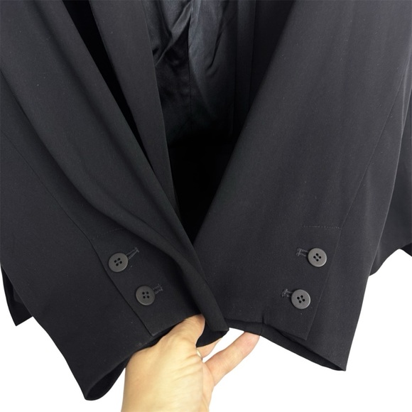Eileen Fisher Silk Crepe Ponte Black Blazer Oversized Open Front Jacket Size 3X - Picture 6 of 9